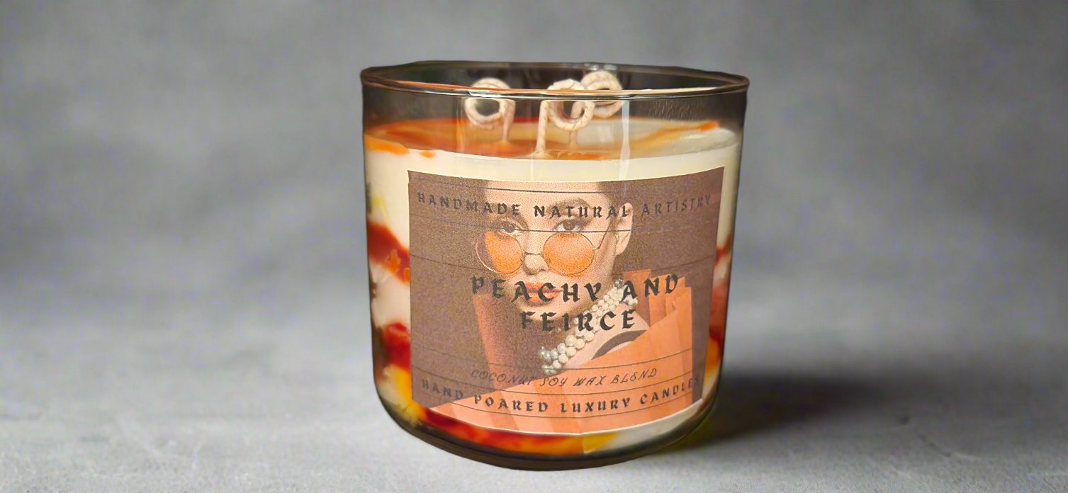 Peachy & Fierce 3-Wick Candle | 16 oz | Juicy Peach Scent | HNA Candle Boutique