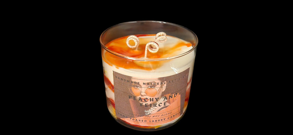 Peachy & Fierce 3-Wick Candle | 16 oz | Juicy Peach Scent | HNA Candle Boutique