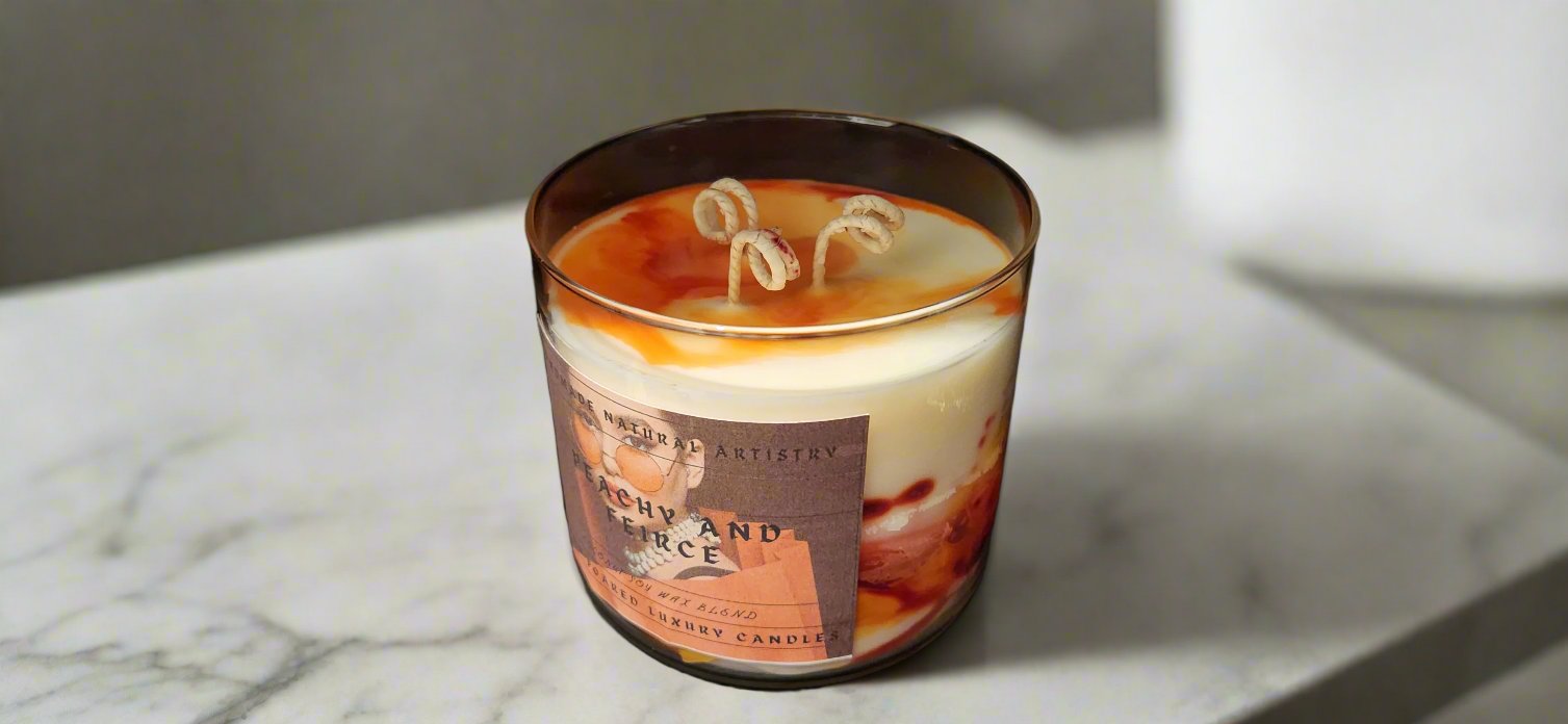 Peachy & Fierce 3-Wick Candle | 16 oz | Juicy Peach Scent | HNA Candle Boutique