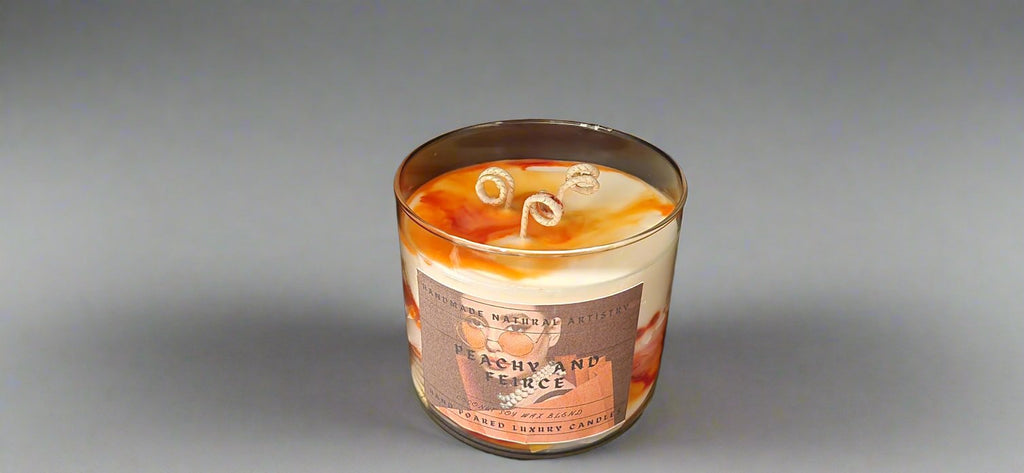 Peachy & Fierce 3-Wick Candle | 16 oz | Juicy Peach Scent | HNA Candle Boutique