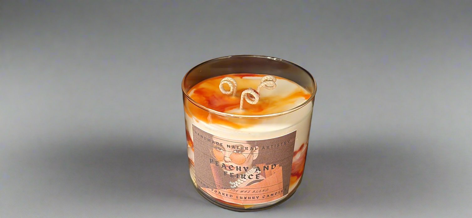 Peachy & Fierce 3-Wick Candle | 16 oz | Juicy Peach Scent | HNA Candle Boutique