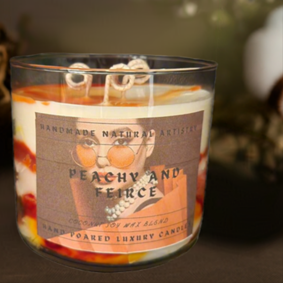Peachy & Fierce 3-Wick Candle | 16 oz | Juicy Peach Scent | HNA Candle Boutique
