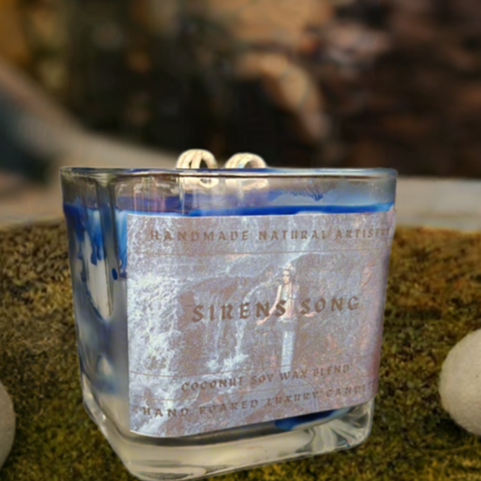 Siren's Song Cube Candle | 11 oz | Clean Aquatic Scent | HNA Candle Boutique