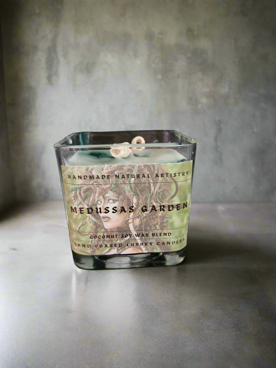 Candle wood scented candle for husband gift idea unique scented candle for office candles Medussas Garden 11 oz candle