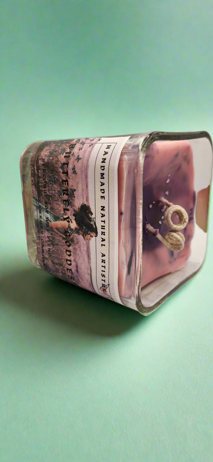 Pink Sugar & Pomegranate Cube Candle | 11 oz | Butterfly Goddess