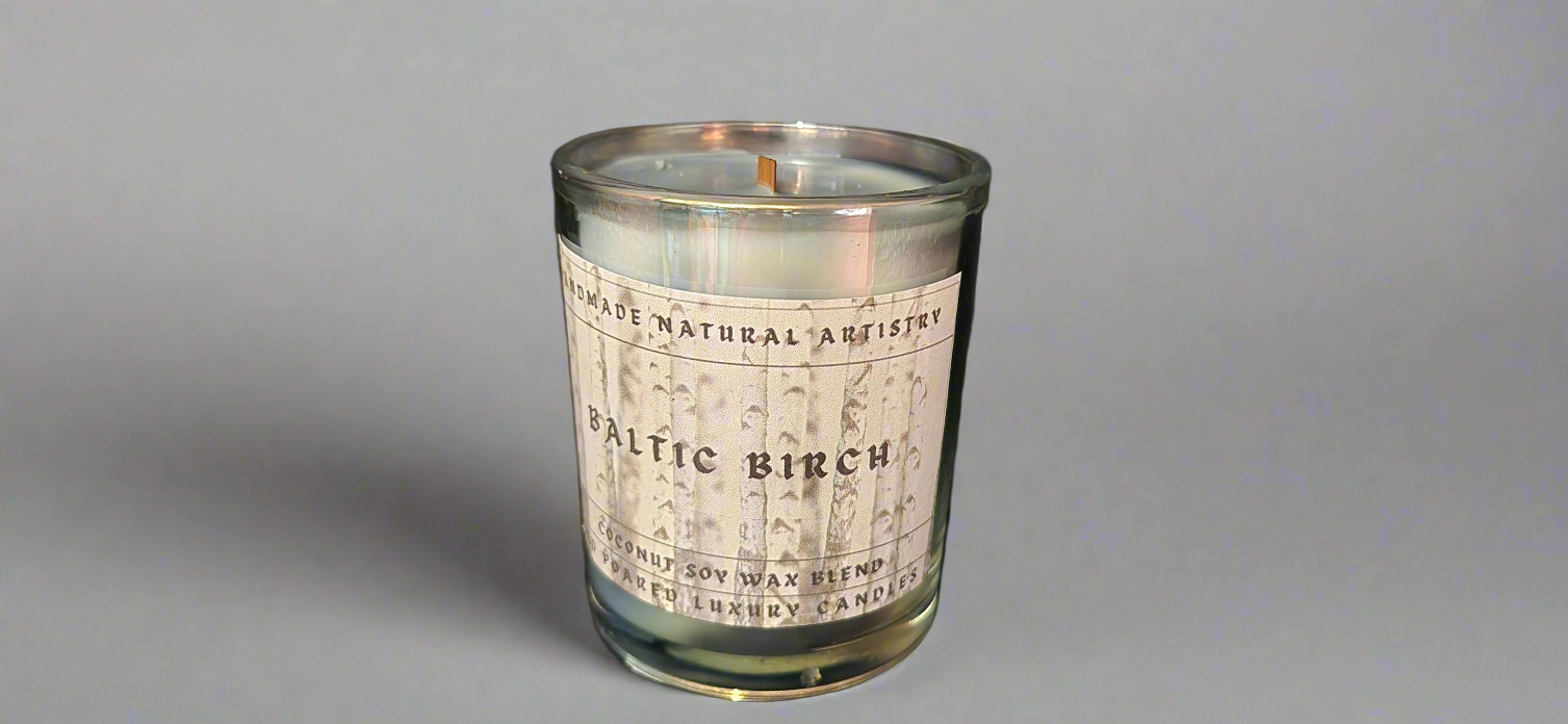 Candle for him gift cabin vibes gift rustic gift for boyfreind gift for dad wood wick candle Baltic birch 6 oz crakling wood wick candle