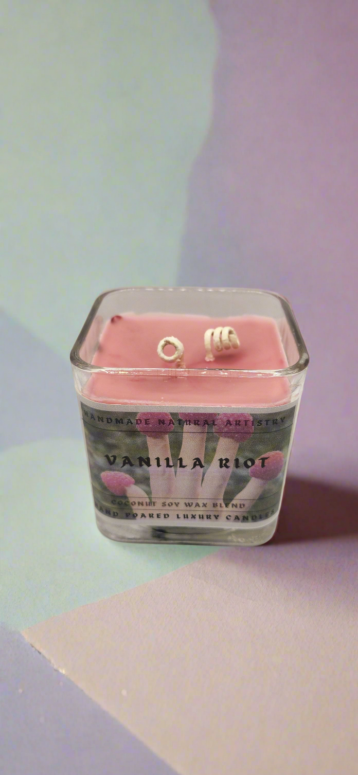 Vanilla Riot Cube Candle | 11 oz | Vanilla & Raspberry | HNA Candle Boutique