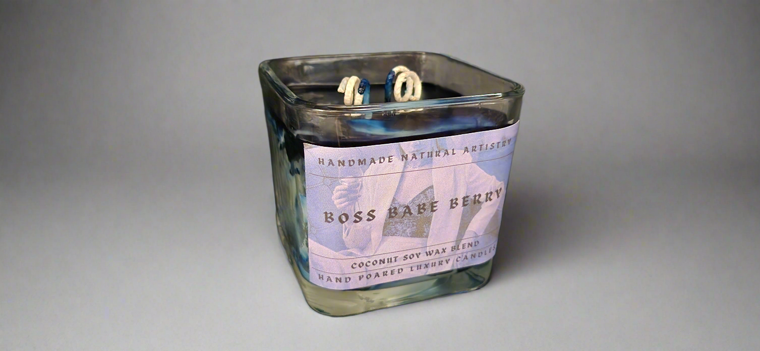 Boss Babe Berry Cube Candle | 11 oz | Blueberry & Lemon Scent | HNA Candle Boutique
