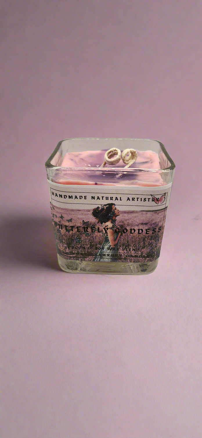 Pink Sugar & Pomegranate Cube Candle | 11 oz | Butterfly Goddess