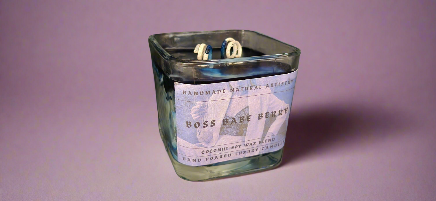 Boss Babe Berry Cube Candle | 11 oz | Blueberry & Lemon Scent | HNA Candle Boutique