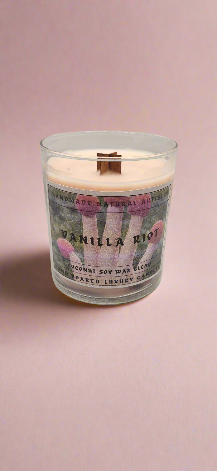 Vanilla Riot Wood Wick Candle | 10 oz | Vanilla & Raspberry | HNA Candle Boutique