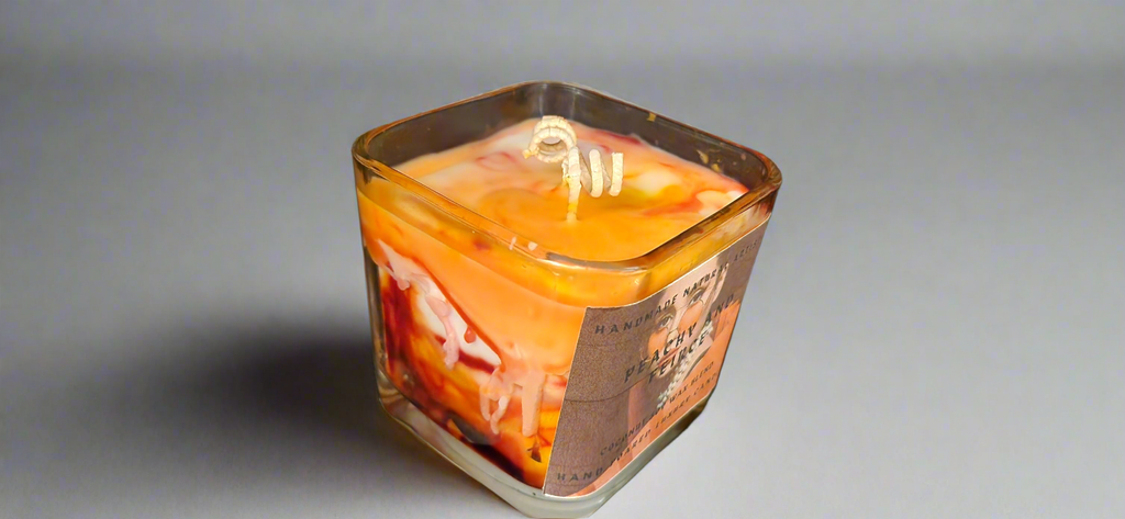 Peachy & Fierce Cube Candle | 11 oz | Juicy Peach Scent | HNA Candle Boutique