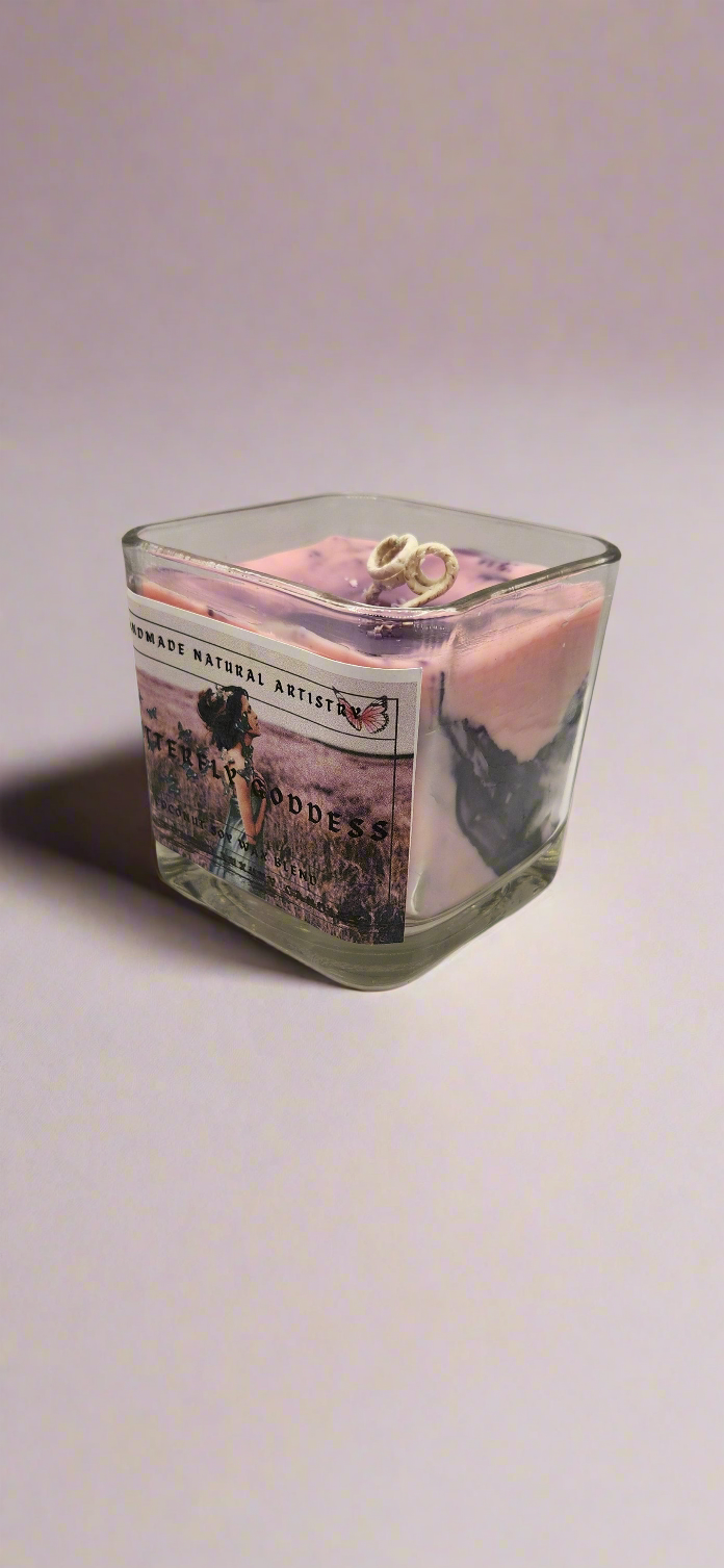Pink Sugar & Pomegranate Cube Candle | 11 oz | Butterfly Goddess