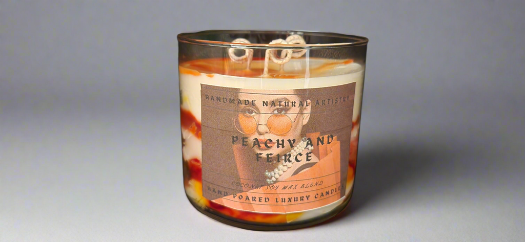 Peachy & Fierce 3-Wick Candle | 16 oz | Juicy Peach Scent | HNA Candle Boutique