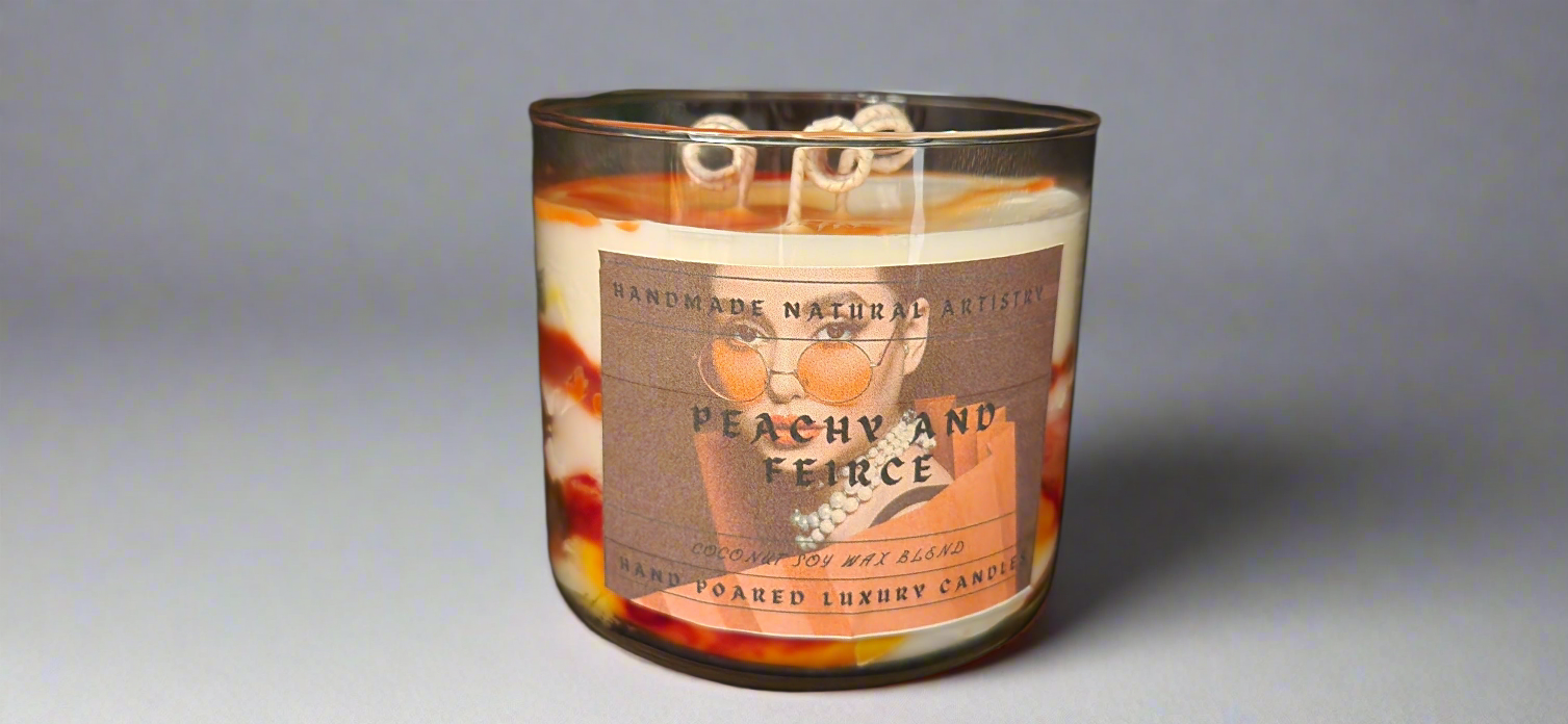 Peachy & Fierce 3-Wick Candle | 16 oz | Juicy Peach Scent | HNA Candle Boutique