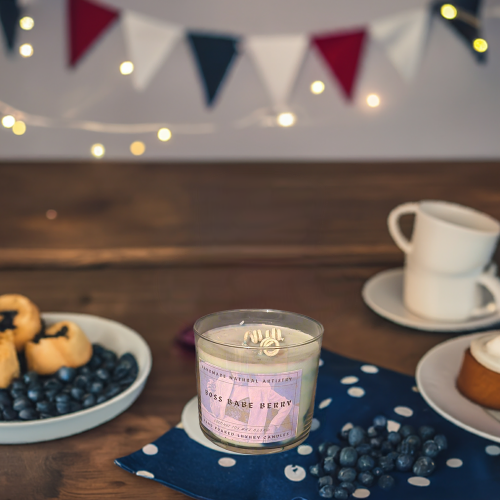 Boss Babe Berry 3-Wick Candle | 16 oz | Blueberry & Lemon Scent | HNA Candle Boutique