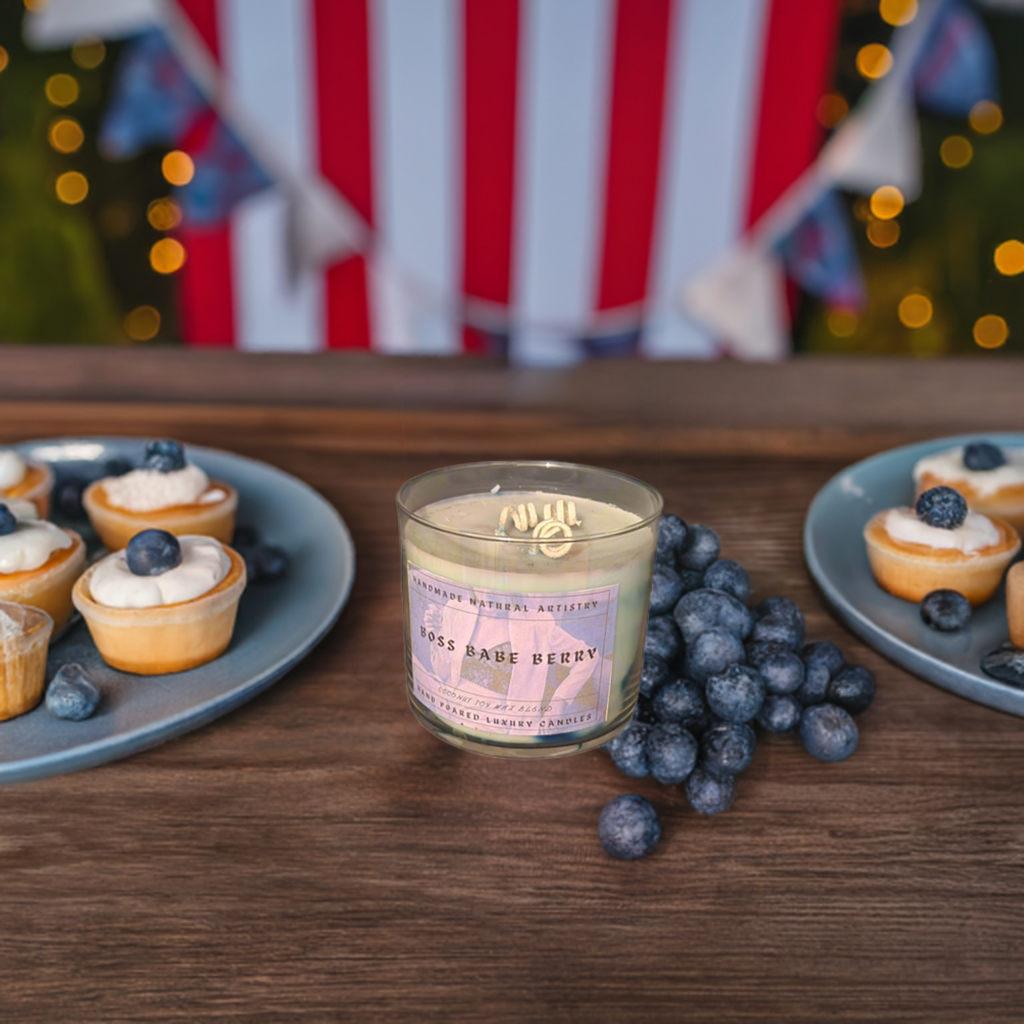 Boss Babe Berry 3-Wick Candle | 16 oz | Blueberry & Lemon Scent | HNA Candle Boutique