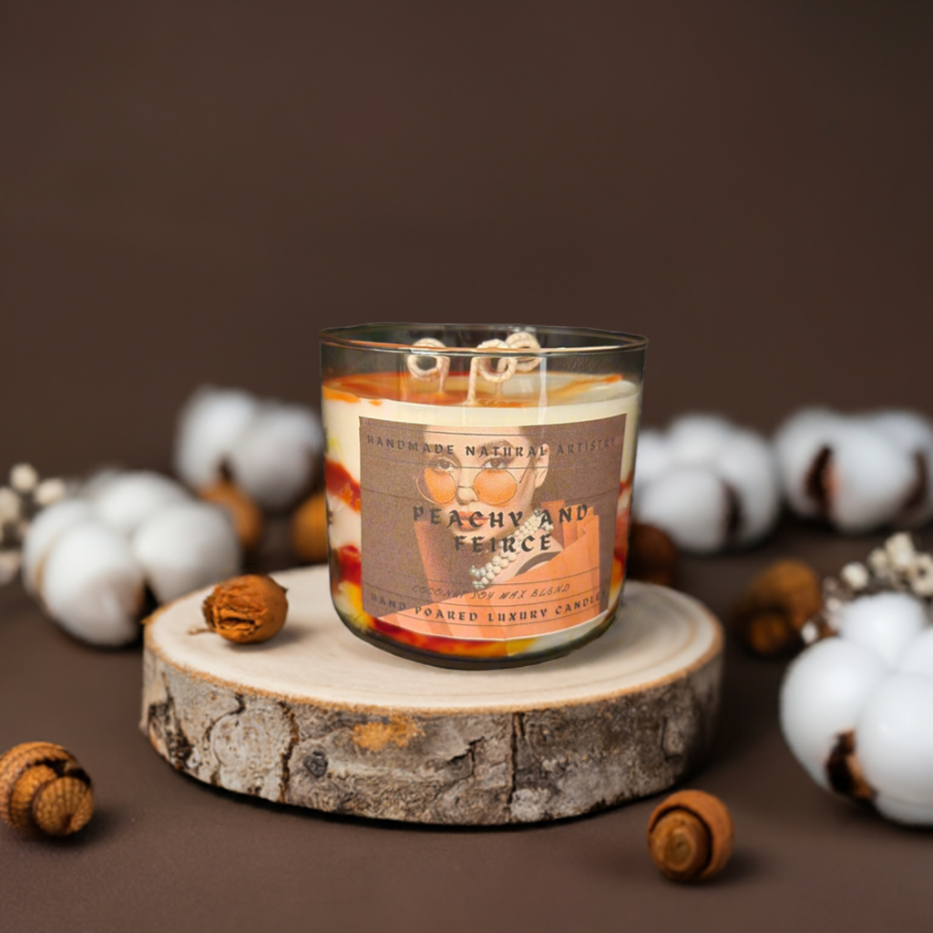 Peachy & Fierce 3-Wick Candle | 16 oz | Juicy Peach Scent | HNA Candle Boutique