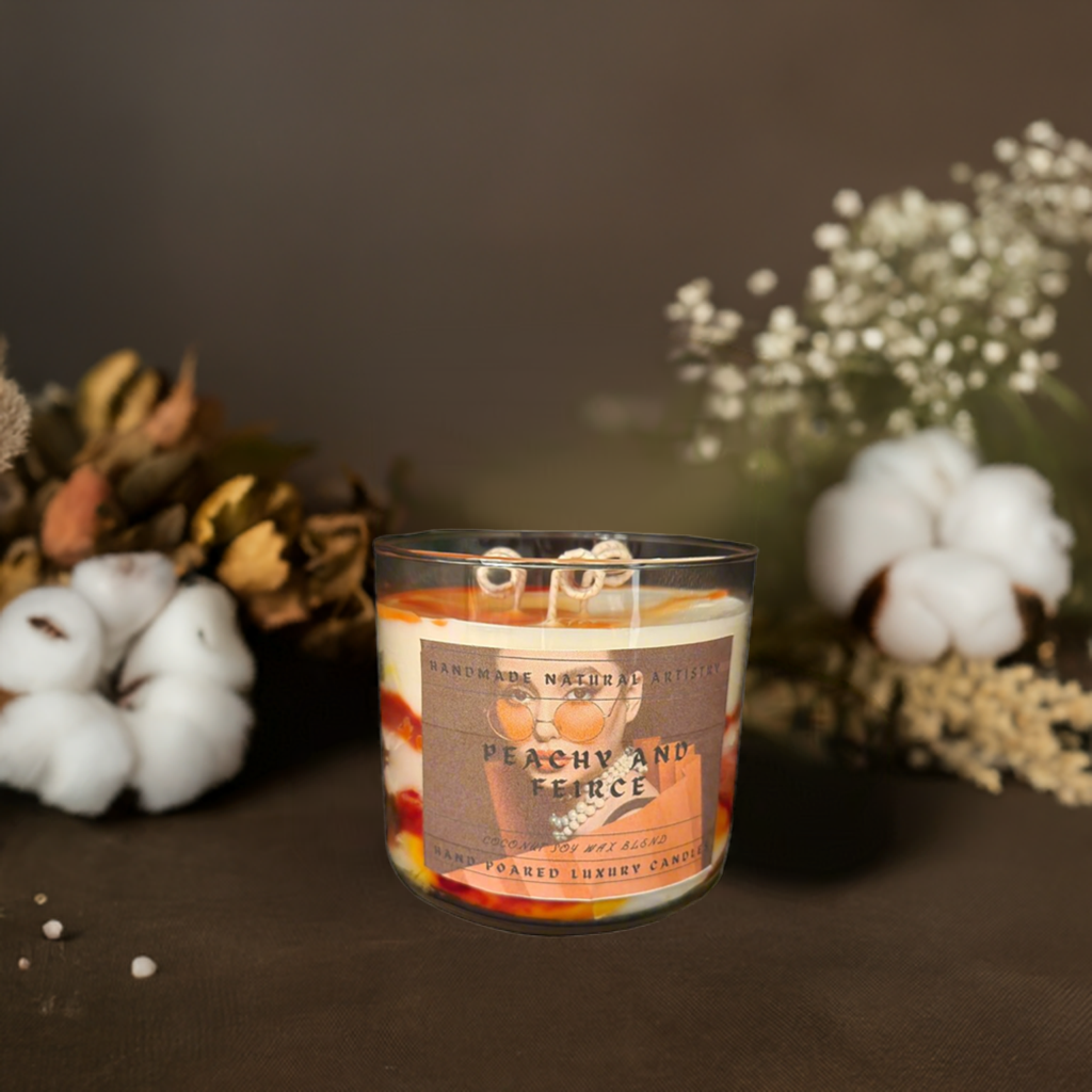 Peachy & Fierce 3-Wick Candle | 16 oz | Juicy Peach Scent | HNA Candle Boutique