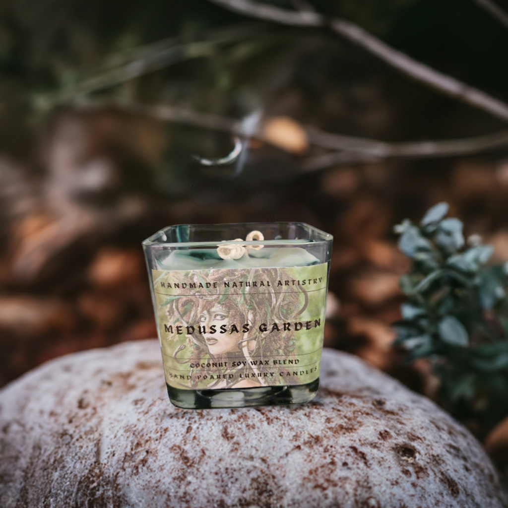 Candle wood scented candle for husband gift idea unique scented candle for office candles Medussas Garden 11 oz candle