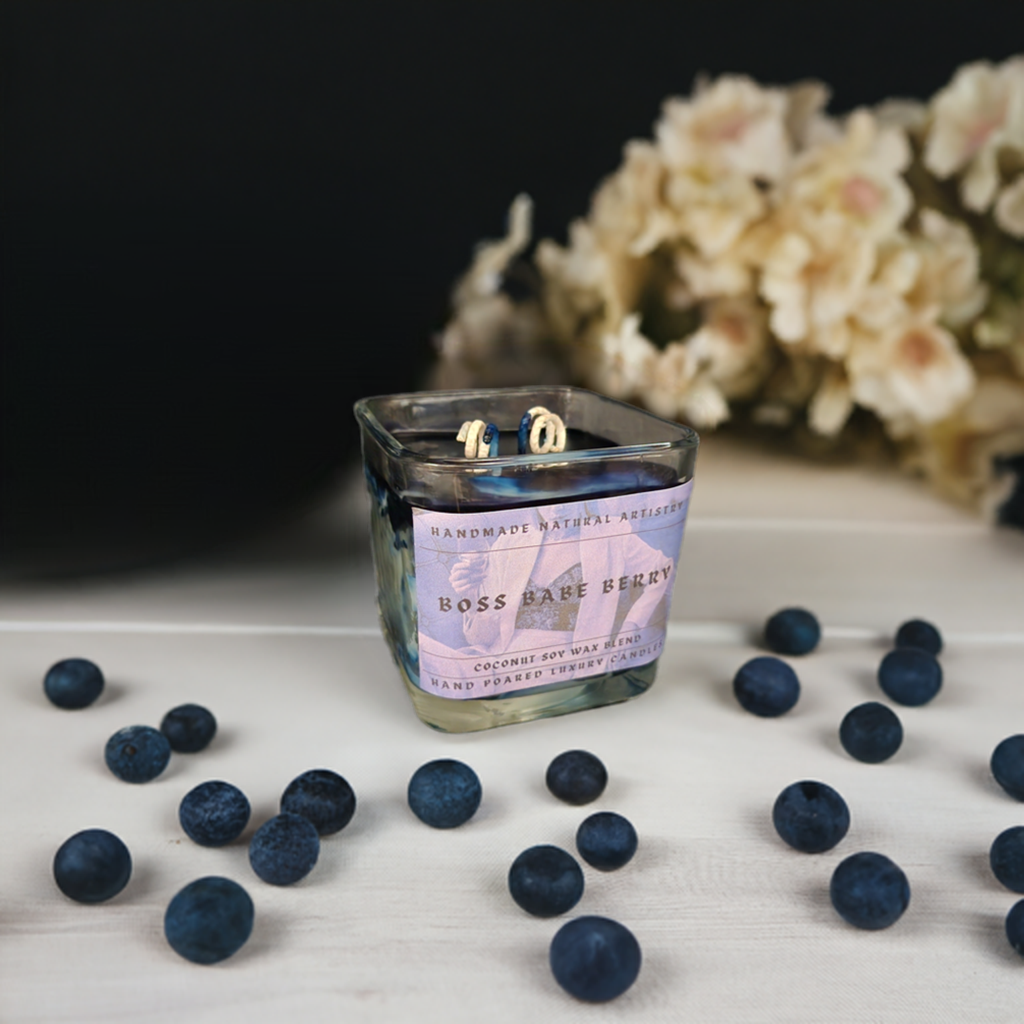 Boss Babe Berry Cube Candle | 11 oz | Blueberry & Lemon Scent | HNA Candle Boutique