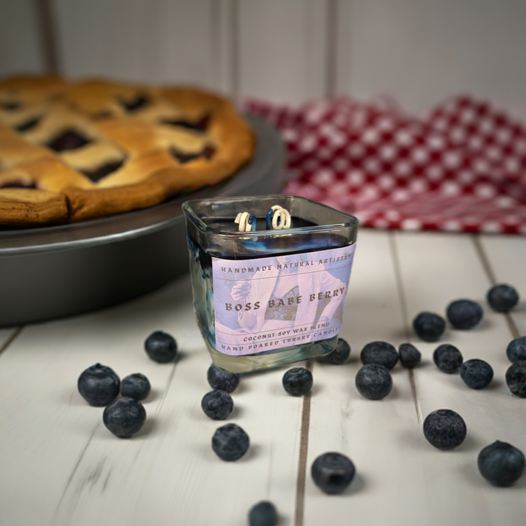Boss Babe Berry Cube Candle | 11 oz | Blueberry & Lemon Scent | HNA Candle Boutique