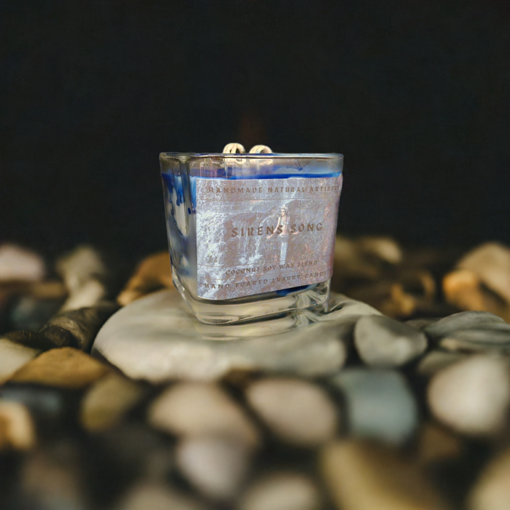 Siren's Song Cube Candle | 11 oz | Clean Aquatic Scent | HNA Candle Boutique