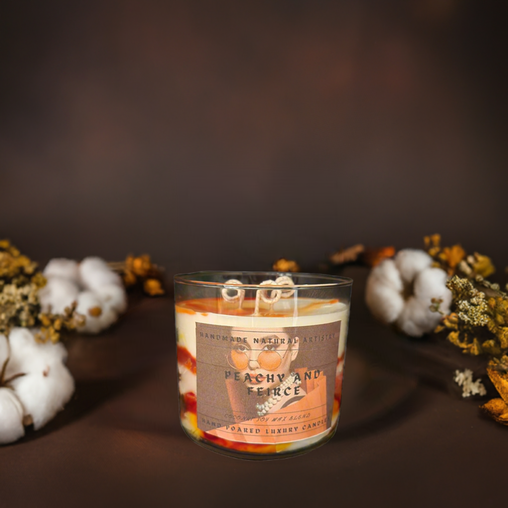 Peachy & Fierce 3-Wick Candle | 16 oz | Juicy Peach Scent | HNA Candle Boutique