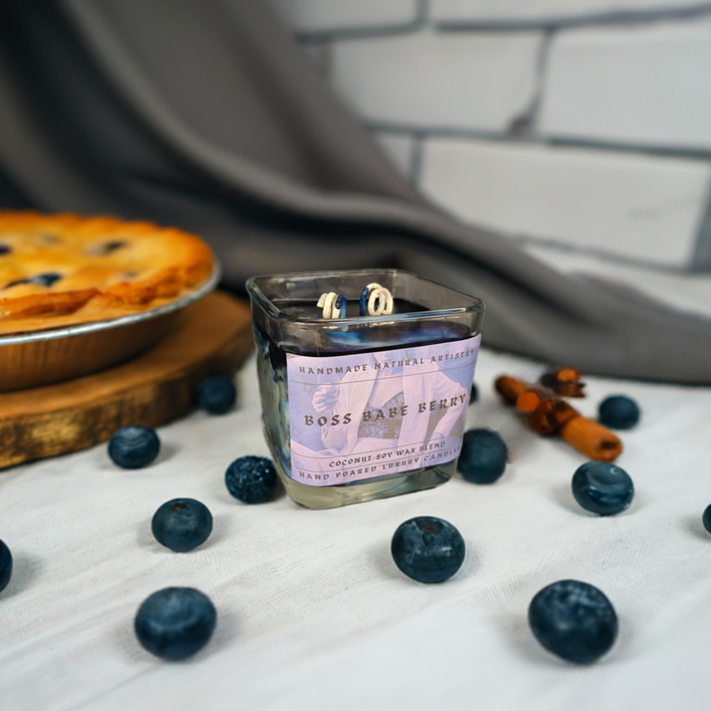 Boss Babe Berry Cube Candle | 11 oz | Blueberry & Lemon Scent | HNA Candle Boutique