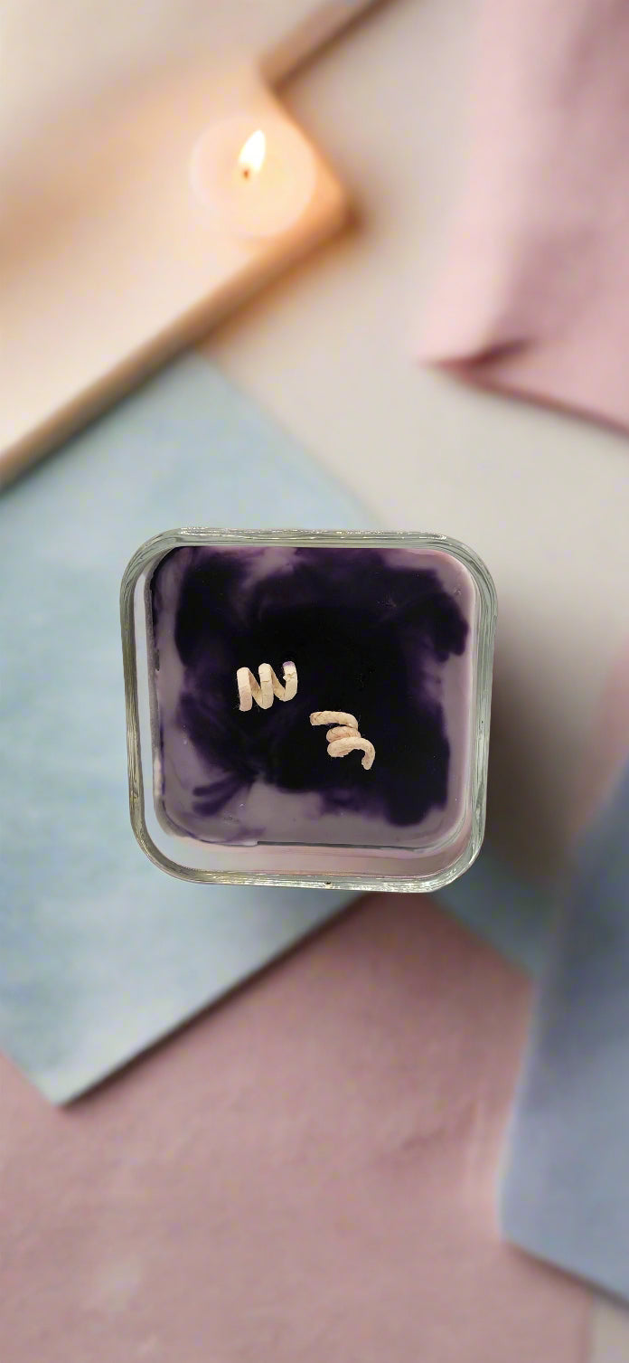 Lavender She Drifts Cube Candle | 11 oz | Aromatherapy | HNA Candle Boutique