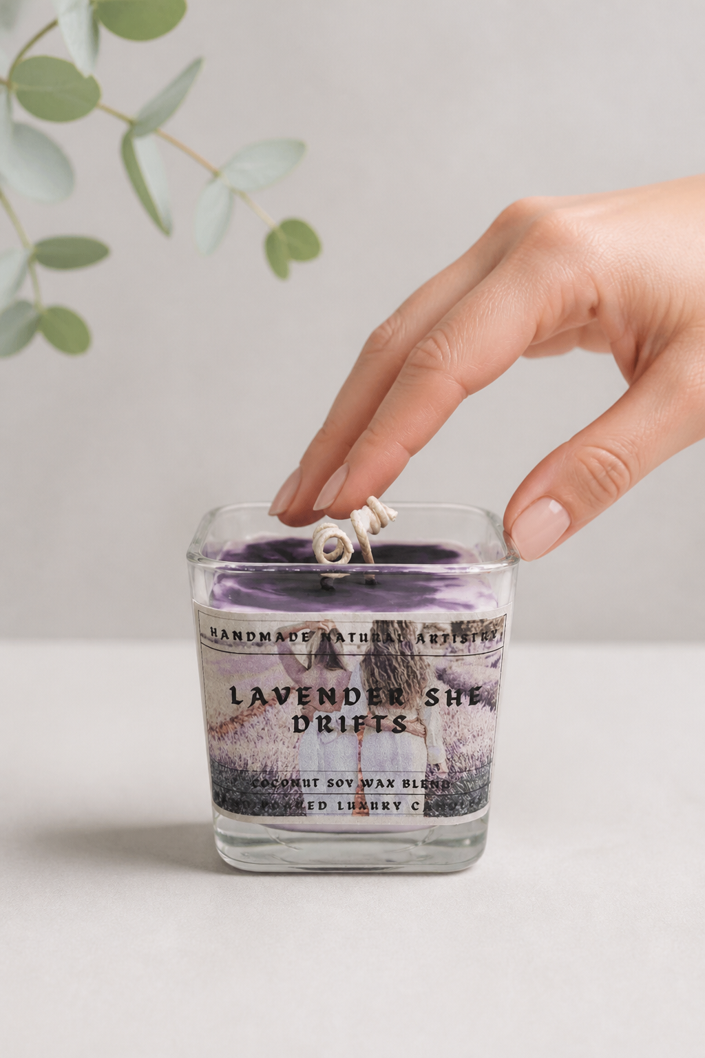 Lavender She Drifts Cube Candle | 11 oz | Aromatherapy | HNA Candle Boutique