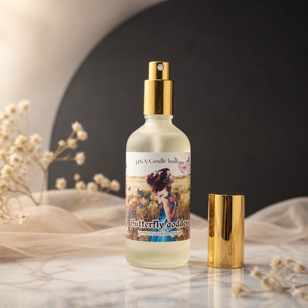 Butterfly Goddess Room Spray | 3.8 oz | Pink Sugar & Pomegranate Fragrance | HNA Candle Boutique