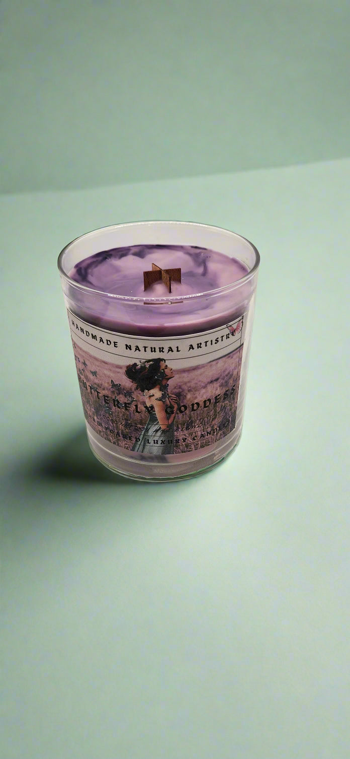 Pink Sugar & Pomegranate Wood Wick Candle | 10 oz | Butterfly Goddess