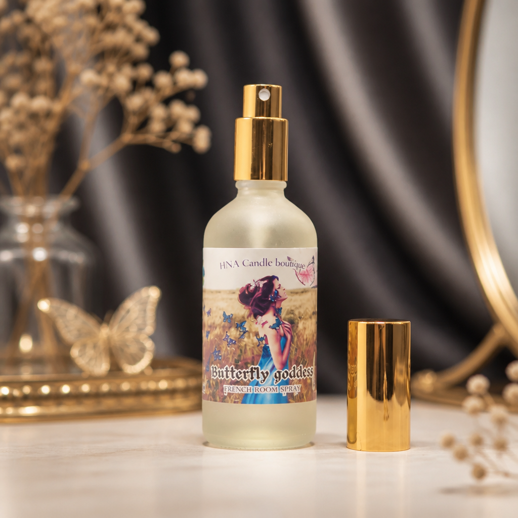 Butterfly Goddess Room Spray | 3.8 oz | Pink Sugar & Pomegranate Fragrance | HNA Candle Boutique