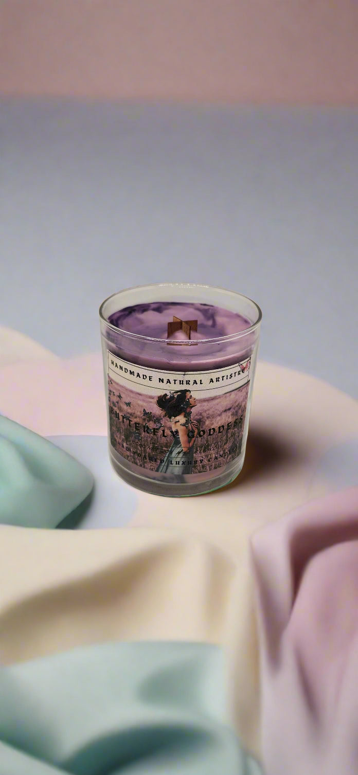 Pink Sugar & Pomegranate Wood Wick Candle | 10 oz | Butterfly Goddess