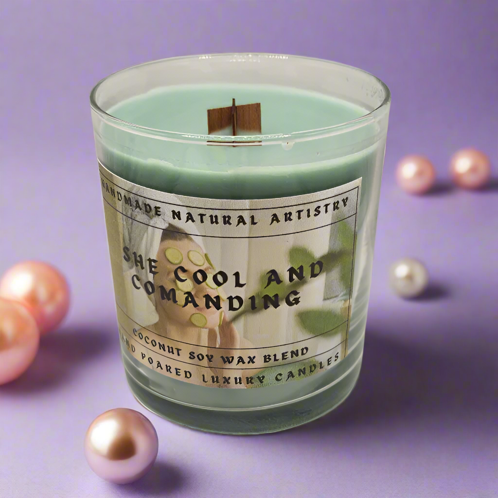 Cucumber & Melon Wood Wick Candle | 10 oz | Cool & Commanding | HNA Candle Boutique