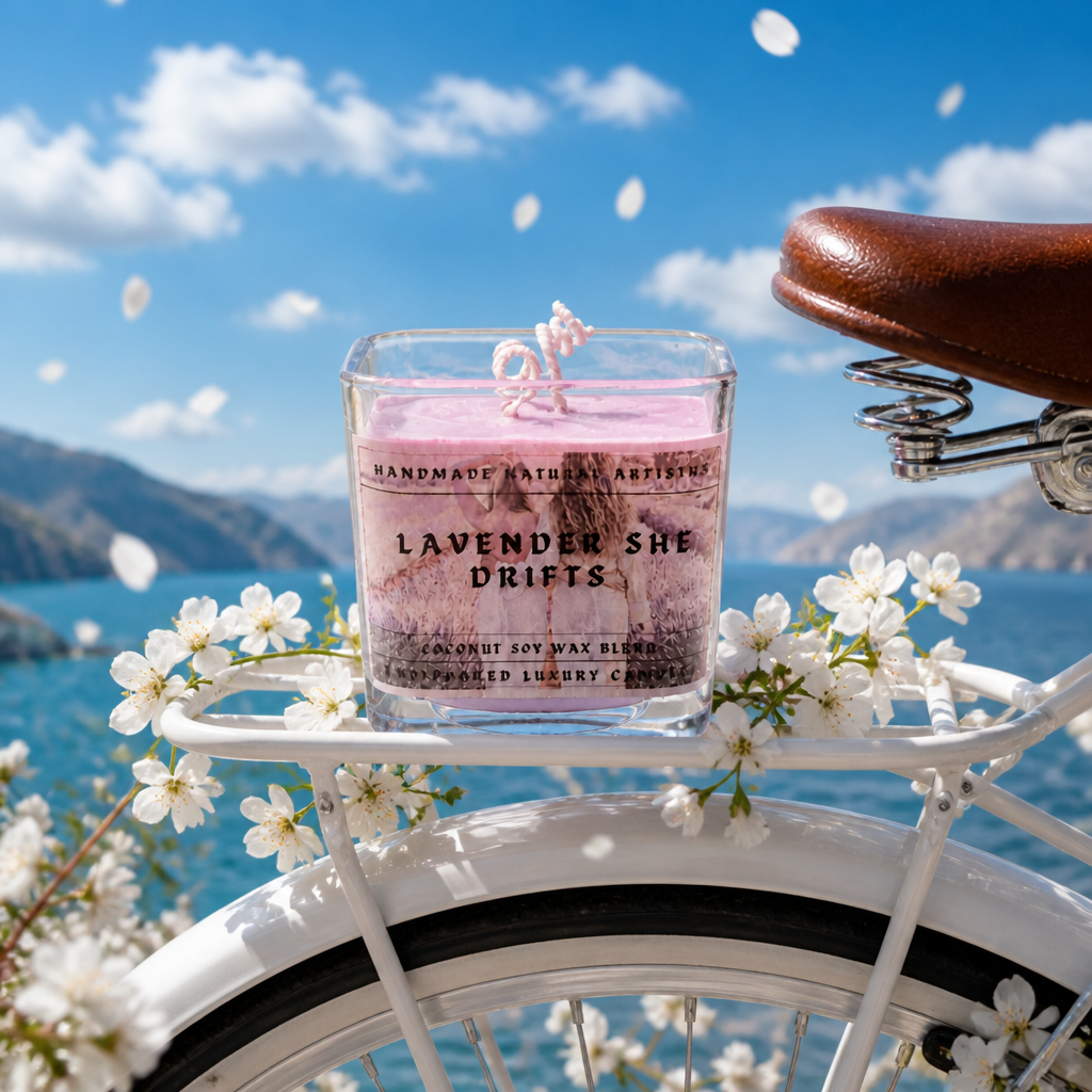 Lavender She Drifts Cube Candle | 11 oz | Aromatherapy | HNA Candle Boutique