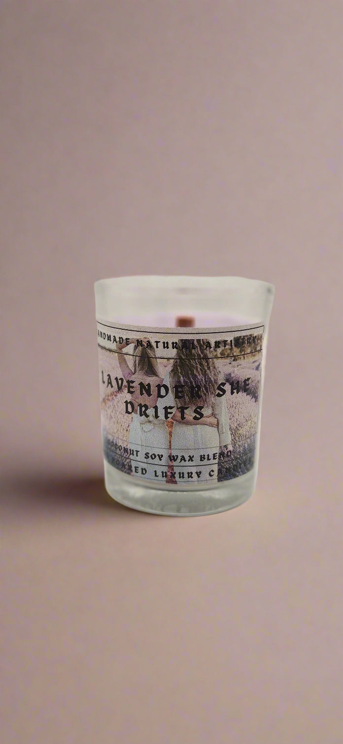 Lavender She Drifts Wood Wick Candle | 6 oz | Aromatherapy | HNA Candle Boutique