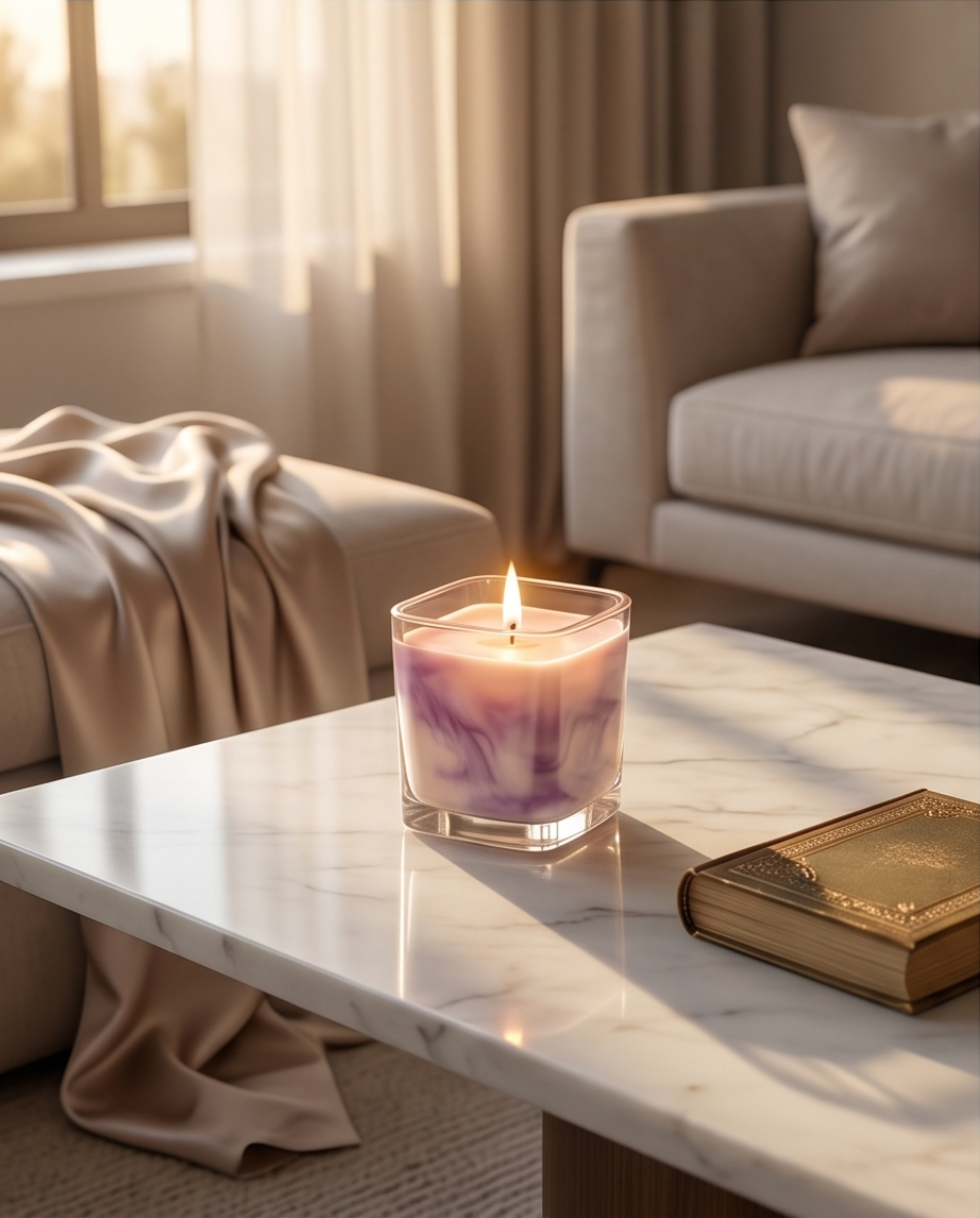 Lavender She Drifts Cube Candle | 11 oz | Aromatherapy | HNA Candle Boutique