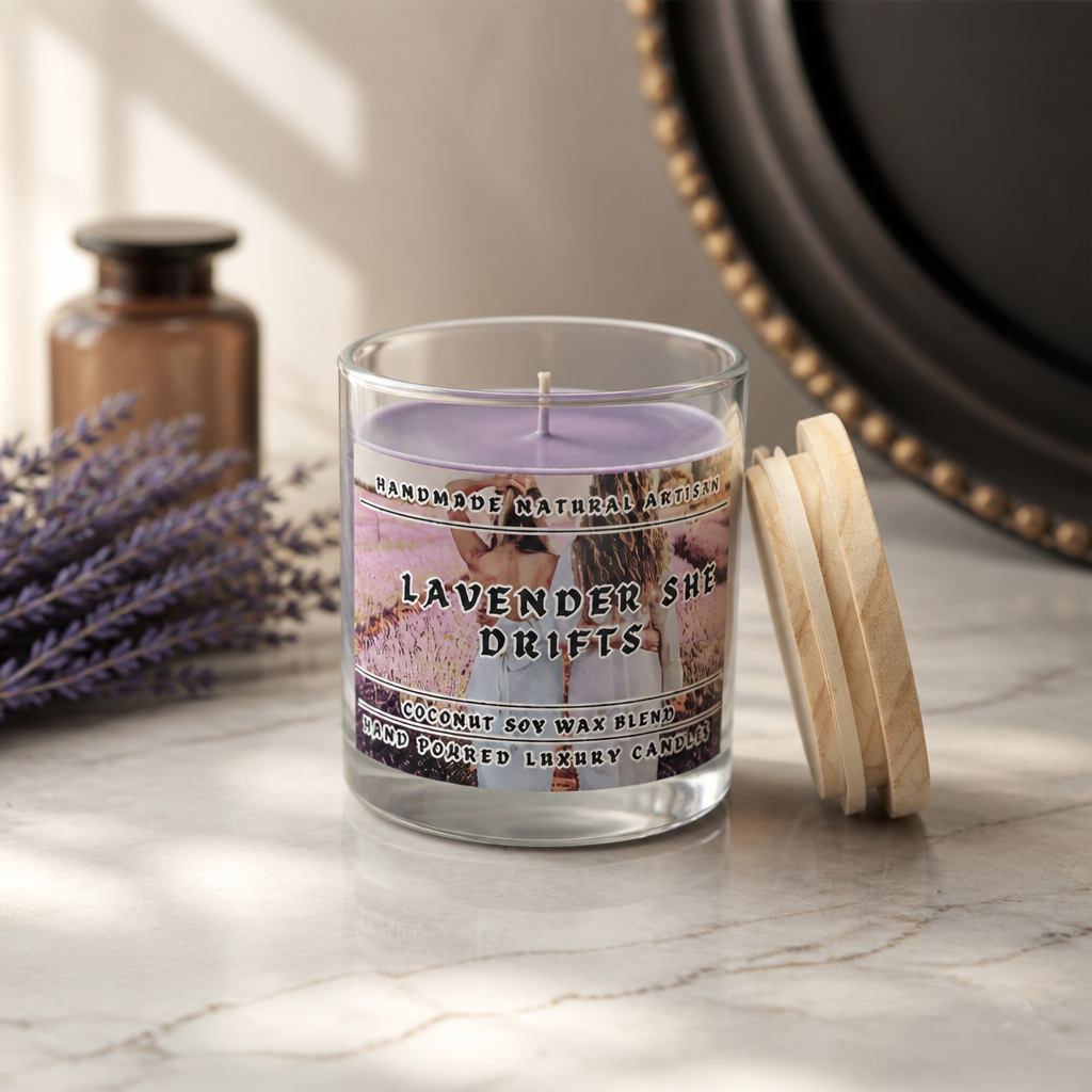 Lavender She Drifts Wood Wick Candle | 6 oz | Aromatherapy | HNA Candle Boutique