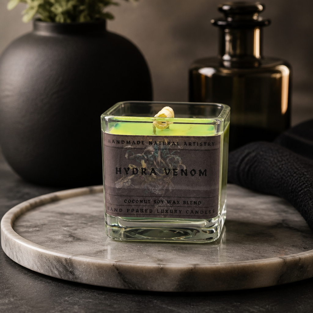Hydra Venom Cube Candle | 11 oz | Bold & Exotic Scent | HNA Candle Boutique