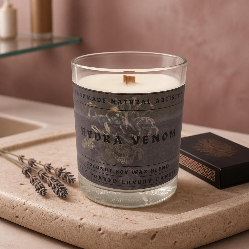 Hydra Venom Mini Wood Wick Candle | 6 oz | Bold & Exotic Scent | HNA Candle Boutique