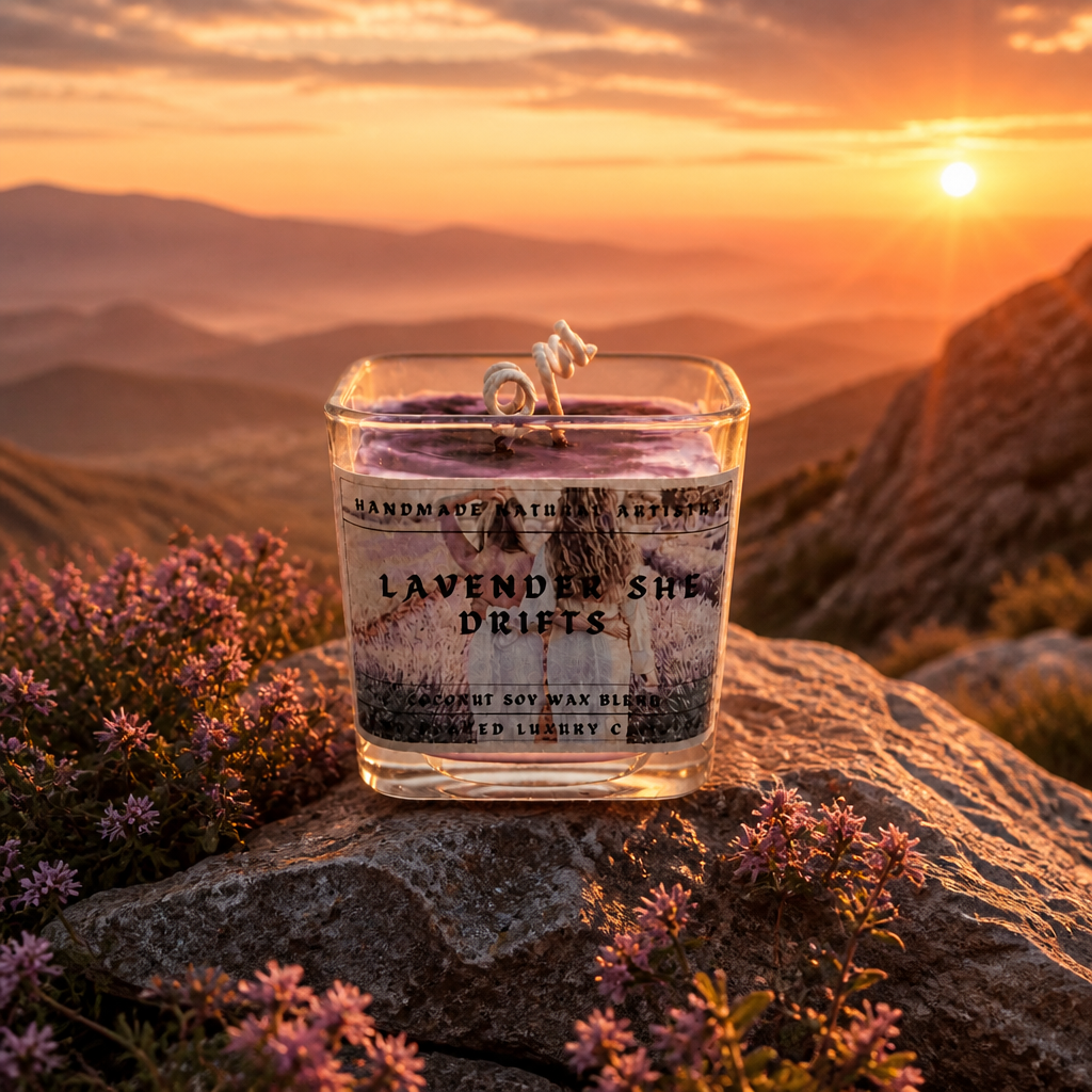 Lavender She Drifts Cube Candle | 11 oz | Aromatherapy | HNA Candle Boutique