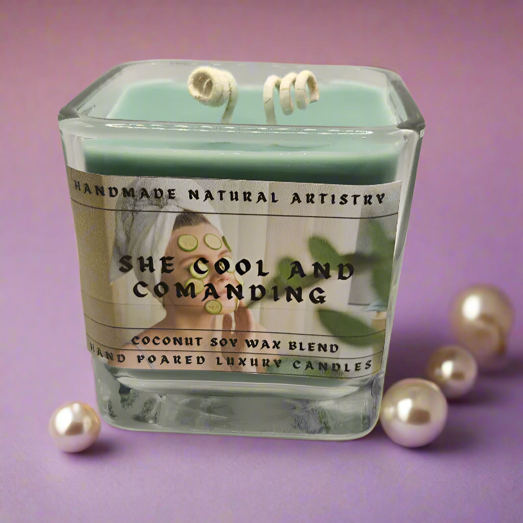 Cucumber & Melon Cube Candle | 11 oz | Cool & Commanding | HNA Candle Boutique