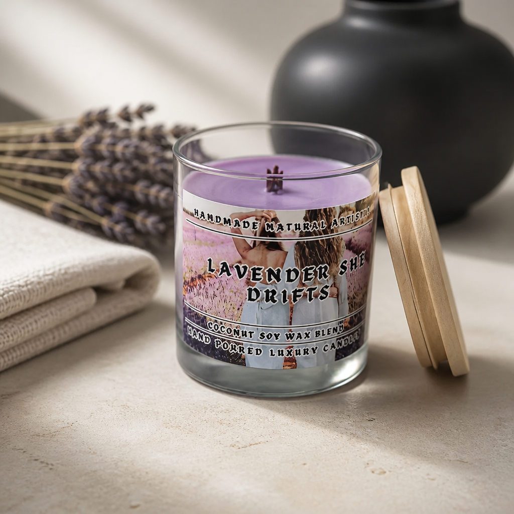 Lavender She Drifts Wood Wick Candle | 6 oz | Aromatherapy | HNA Candle Boutique