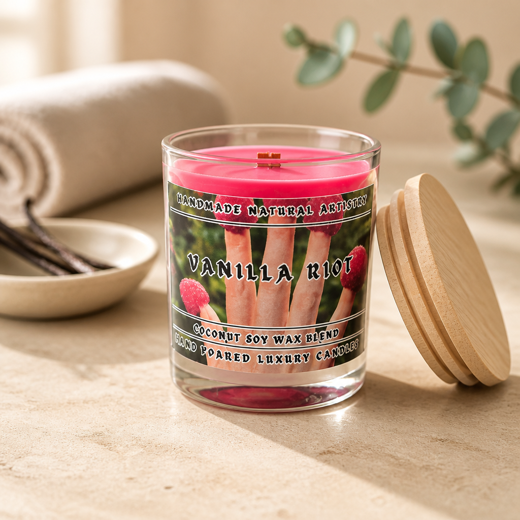 Vanilla Riot Wood Wick Candle | 6 oz | Vanilla & Raspberry | HNA Candle Boutique