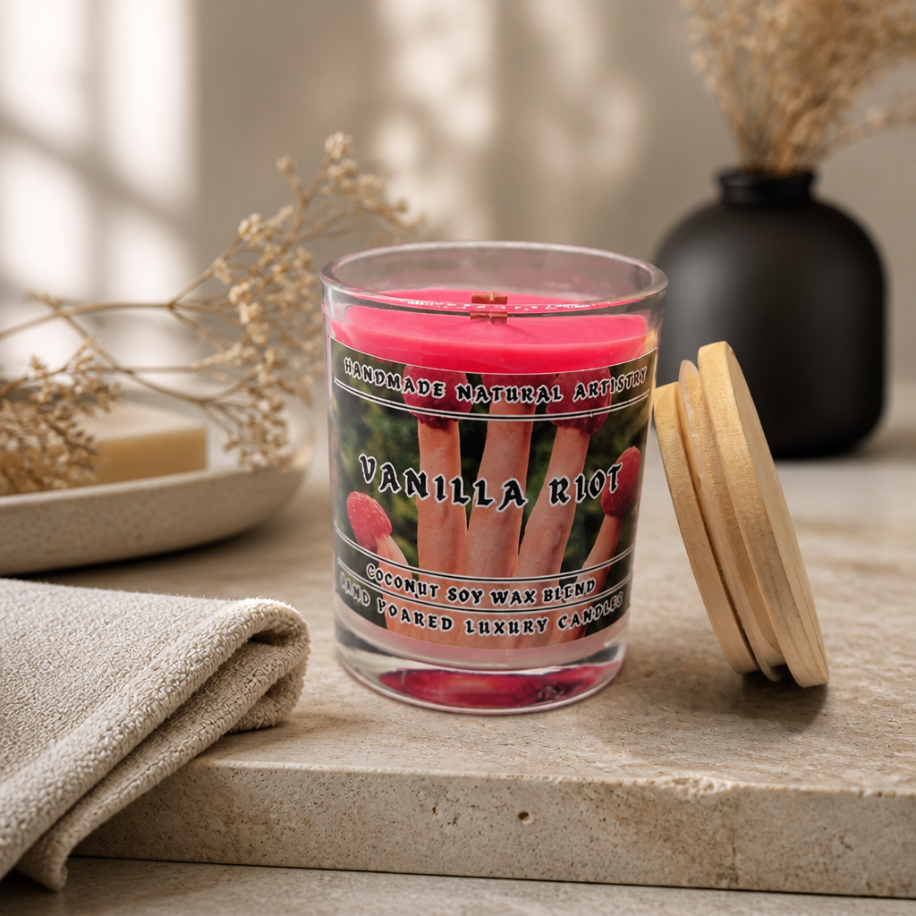 Vanilla Riot Wood Wick Candle | 6 oz | Vanilla & Raspberry | HNA Candle Boutique